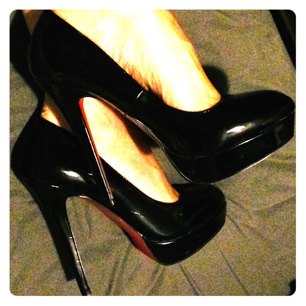 Black heels with 6 inch heels size 10